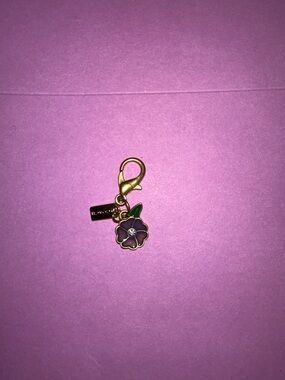 NWOT Coach Gold Tone Purple Flower with rhinestone Purse Charm or Zipper pull